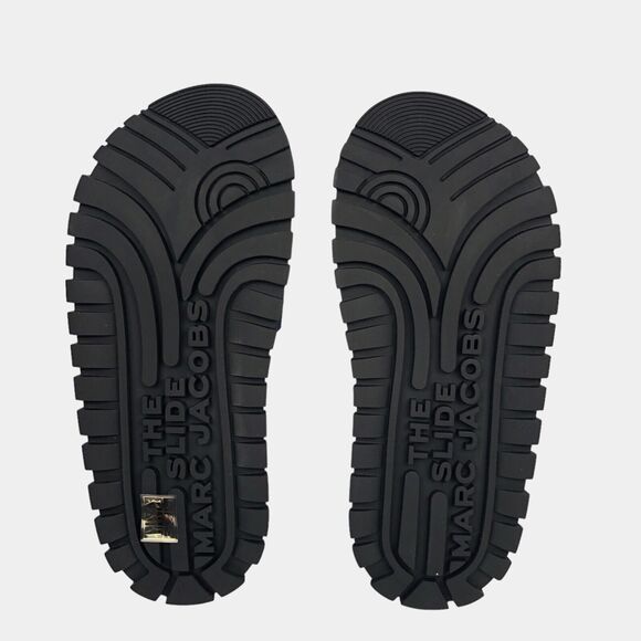 NEW Marc Jacobs Slides The Slide Sandals Logo Slip On Shoes Womens 9 / 39 Navy - Picture 7 of 9